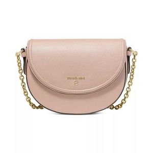 Michael Kors Leather Chain Crossbody Bag Jet Set Charm Half Dome